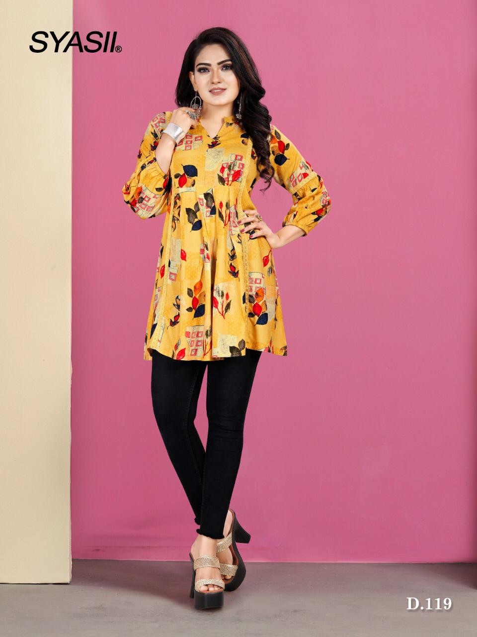 Syasii Topsy Flora Exclusive Designer Printed Stylish Rayon Designer Short Top Collection