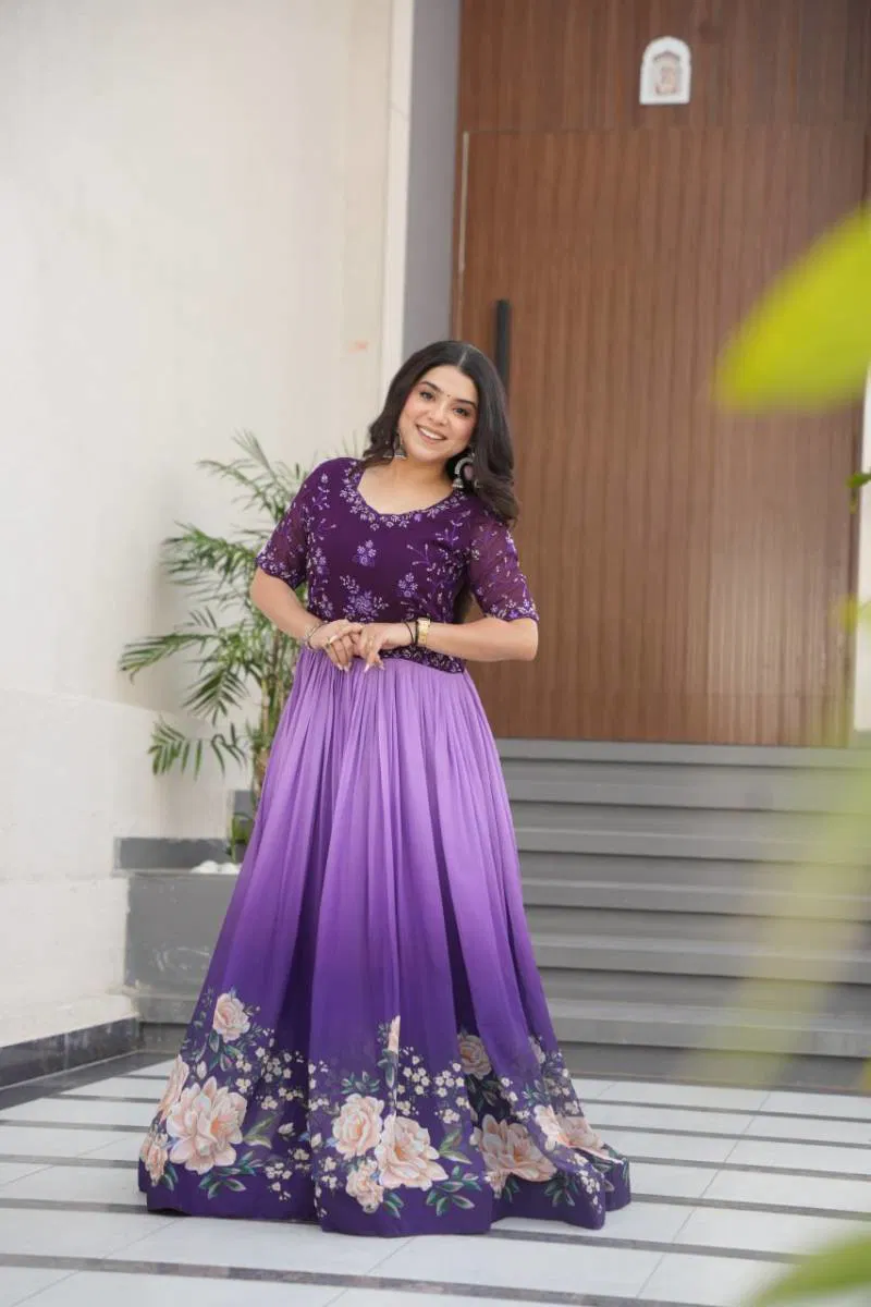 Luna Vol 46 Faux Georgette Embroidered Stylish Gowns Best Wholesale Shop In Surat
