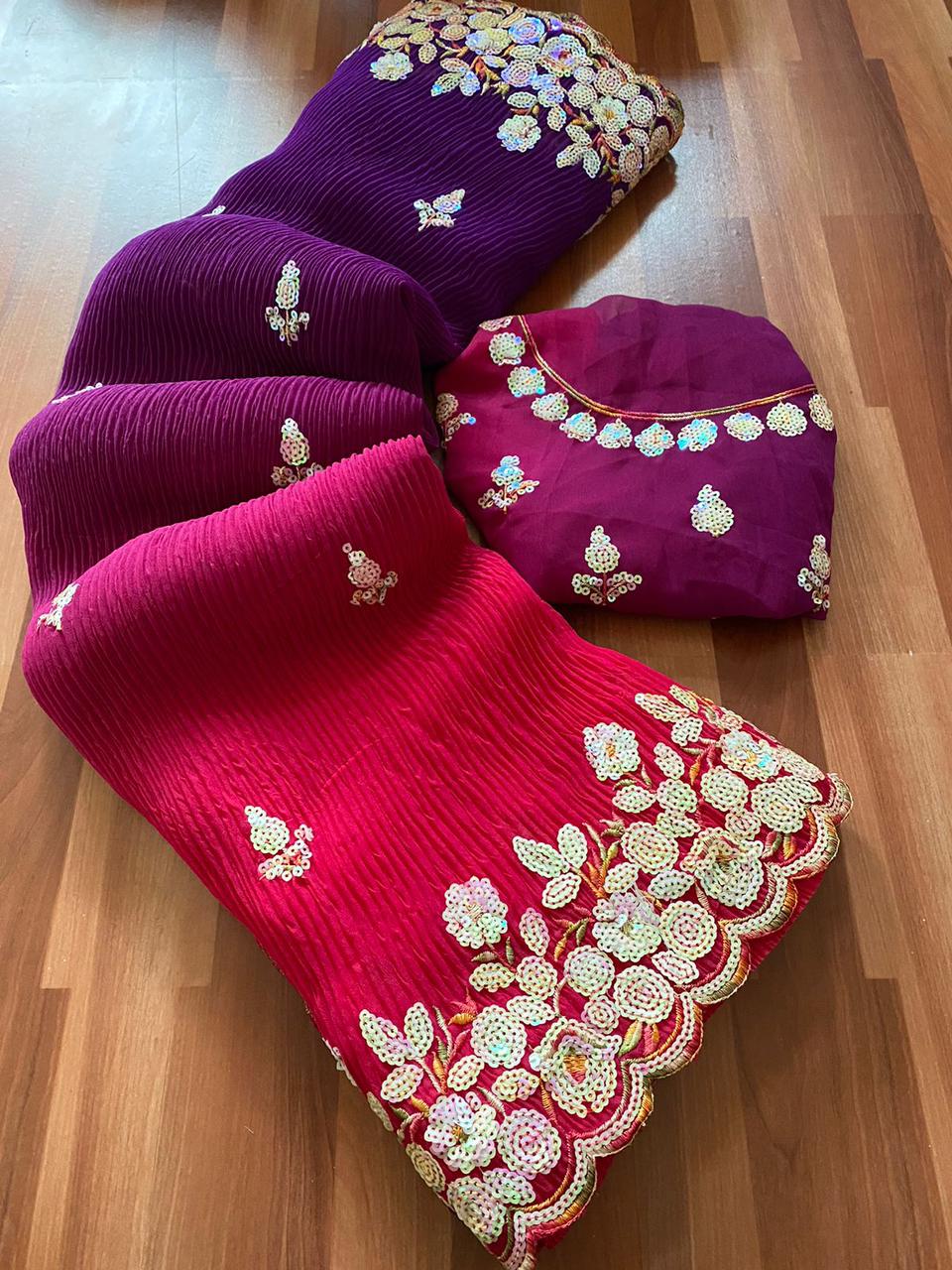Alia By Krishi Crush Georgette Party Wear Sarees Wholesale Market In Surat With Price