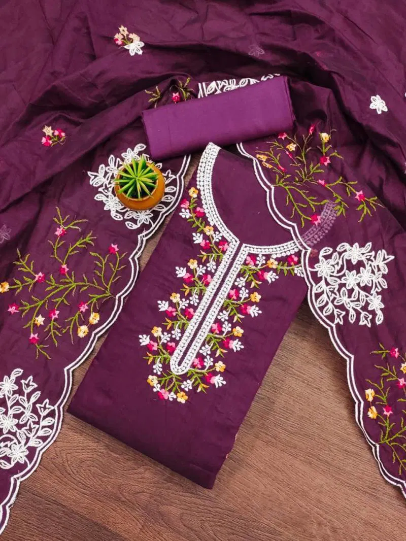 Color Set 9071 Stylish Chanderi Cotton Dress Material Bulk Orders In India