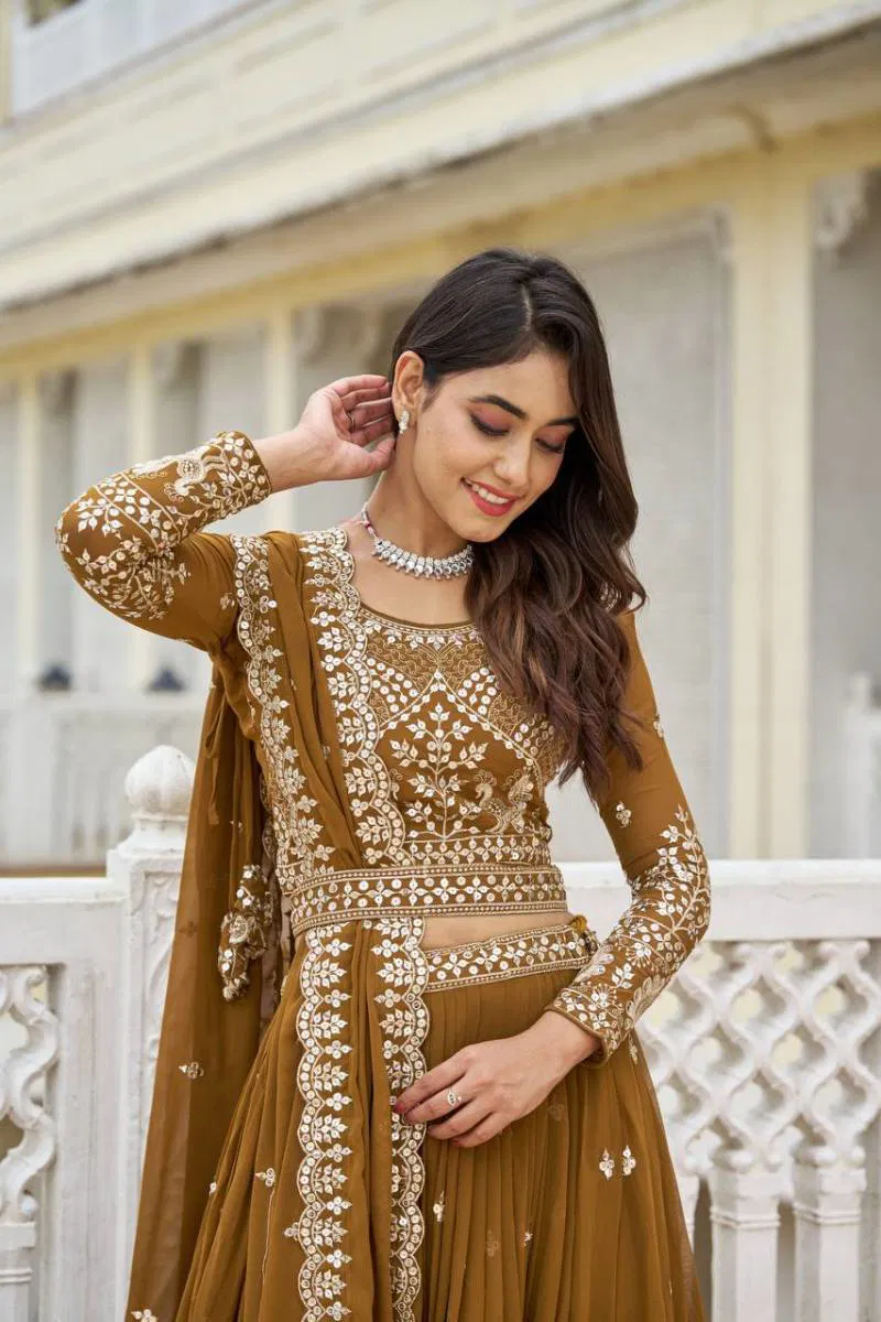 Sn 2313 Faux Georgette Designer Lehenga Choli Suppliers In India