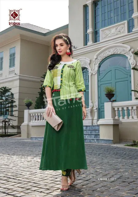 Kiana Amora Fancy Elegant Latest Designer Heavy Casual Wear Kurti With Bottom Collection
