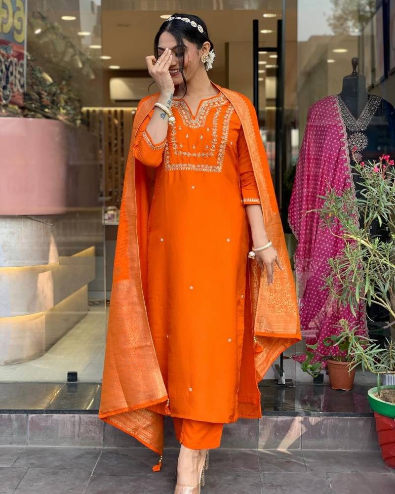Navya Kurti 78 Cotton Embroidered Kurti Bottom With Dupatta Wholesalers In Delhi