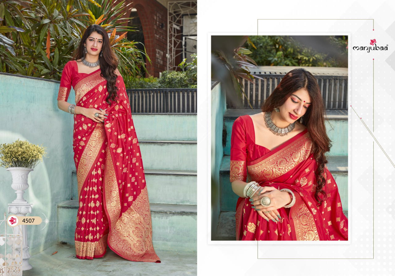 Manjubaa Maahi Latest fancy Heavy Silk Festive Wear Soft silk weaving Sarees Collection