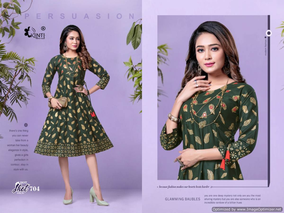 Kinti Hot Shot 7 fancy Heavy Etnic Wear Anarkali Rayon Printed Kurti Collection
