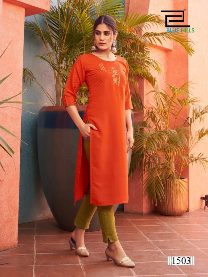 Blue Hills Colorbar 15 Latest Designers Fancy Wear Rayon Kurti Collection