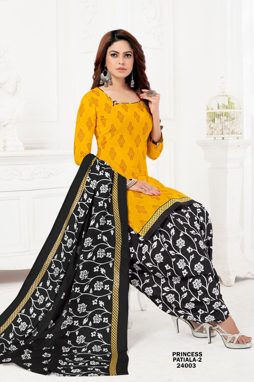 Princess Patiala 2 Printed Cotton Casual Wear Salwar Suit Ready Made Collection
