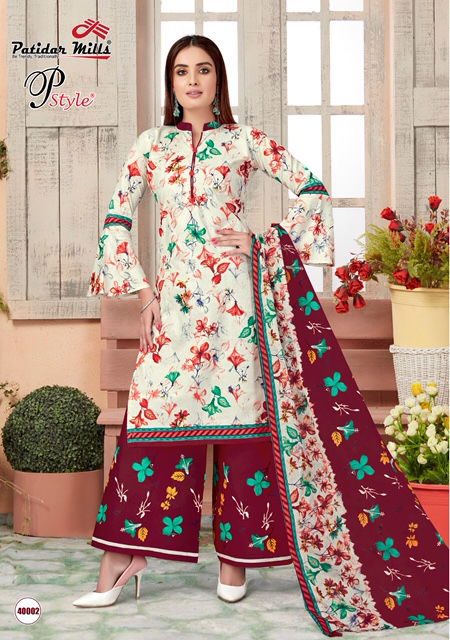 Patidar P Style 40 Latest Designer daily wear Pure Cotton Dress Material Collection 