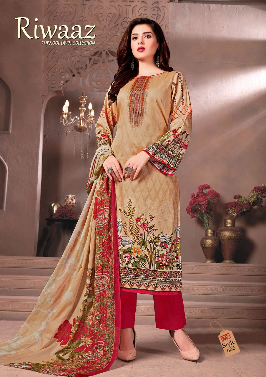 Madhav Fashion Riwaaz 2 Casual Wear Lawn Karachi Cotton Dress Material
