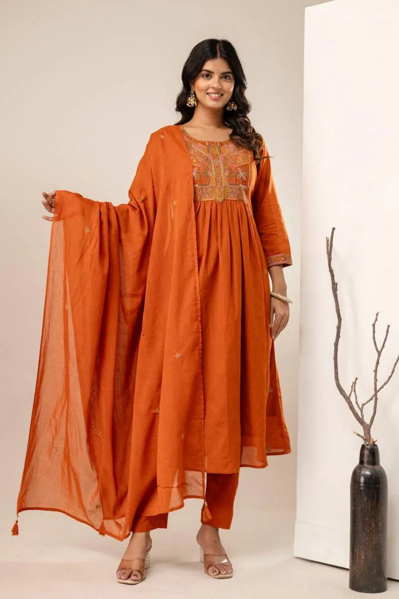 Naisha K 14 Mal Cotton Fancy Kurti Bottom With Dupatta Wholesale In India