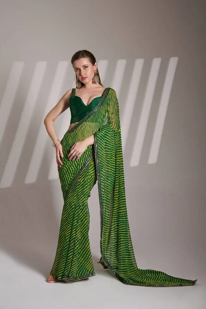 Ziva 42 Beautiful Bandhani Printed Georgette Saree Wholesalers In Delhi