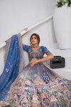 Teal Blue Colour Organza Tissue Designer Bridal Lehenga With Blouse And Dupatta Wholesale In India Kf 2156
