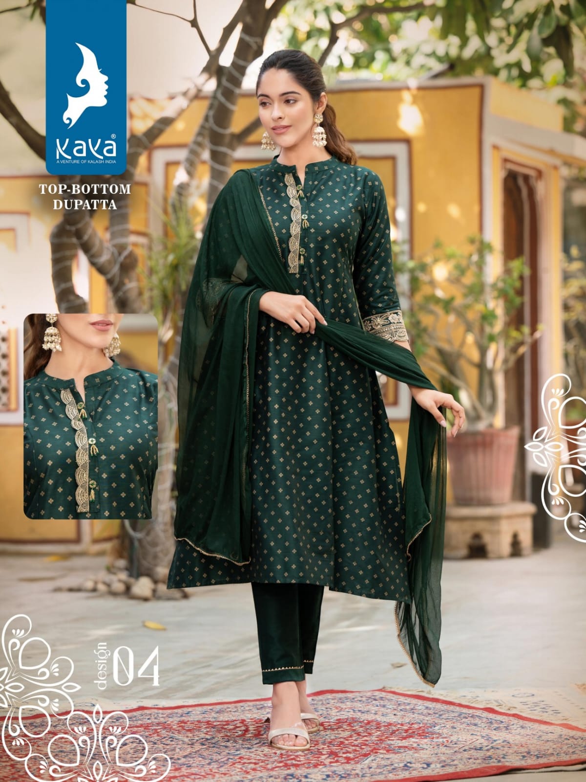 Aadhya By Kaya Long Silk Kurti With Bottom Dupatta Catalog