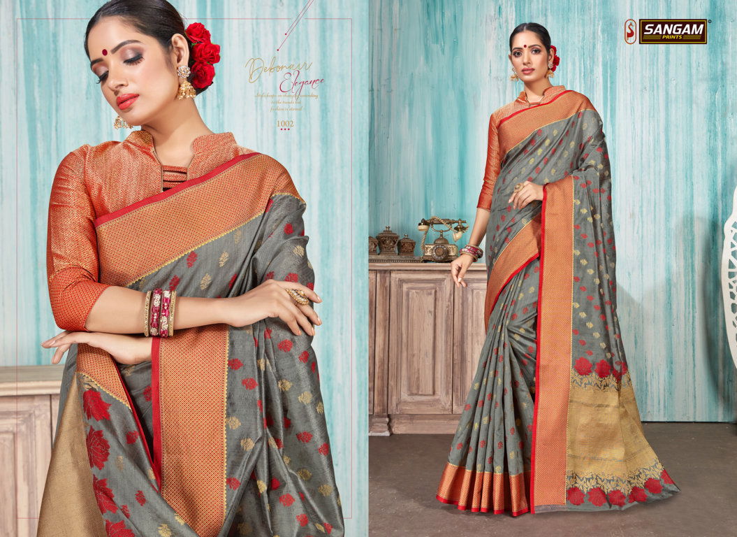 Sangam Madras Handloom Latest Deaigner Fancy Wedding Wear Printed Handloom Cotton Silk Sarees Collection
