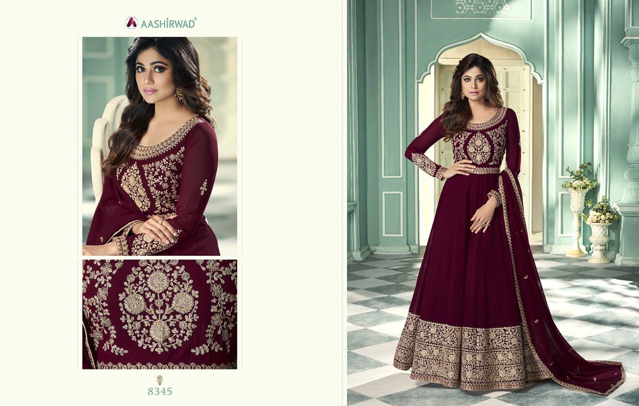 AASHIRWAD JEWEL Latest Fancy Designer Festive Wear Real Georgette Heavy Worked Salwar Suit Collection