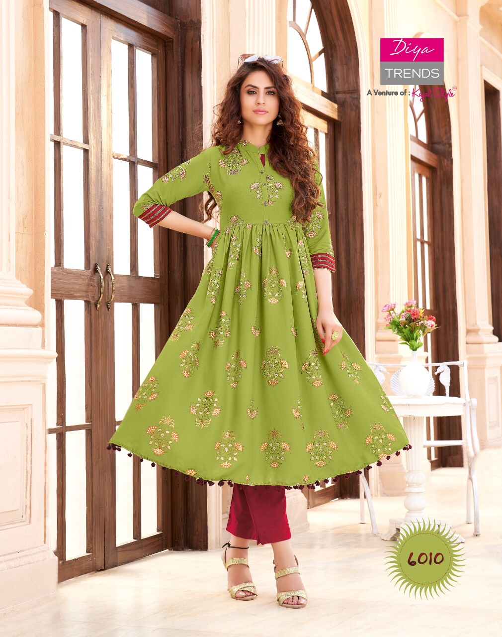 Ethnicity 6 Latest Fancy Festive Wear Designer Exclusive Rayon Embroidery Work Kurtis Collection
