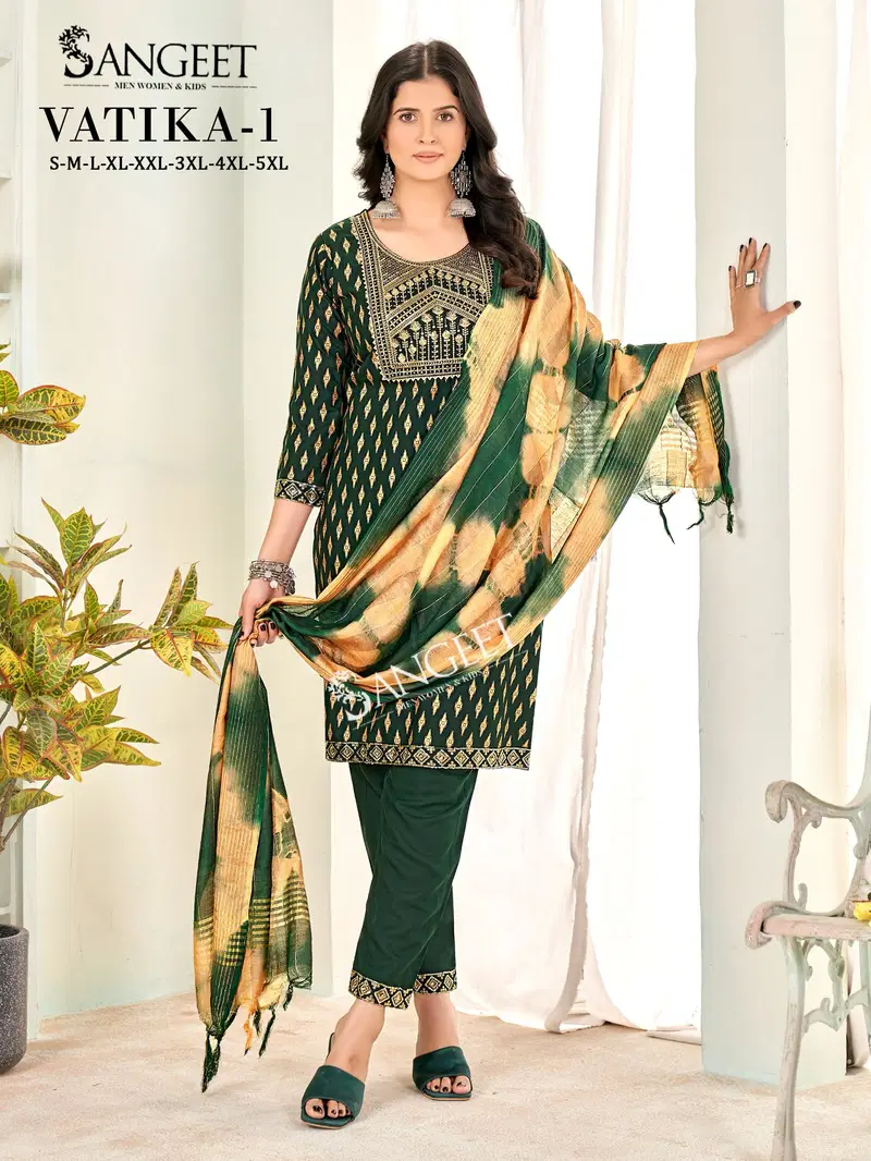 Vatika 1 By Sangeet Rayon Kurti With Bottom Dupatta Wholesale In India