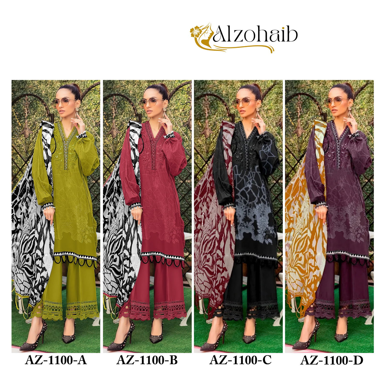 Alzohaib Az 1100 A To D Cotton Printed Pakistani Suits Orders In India
