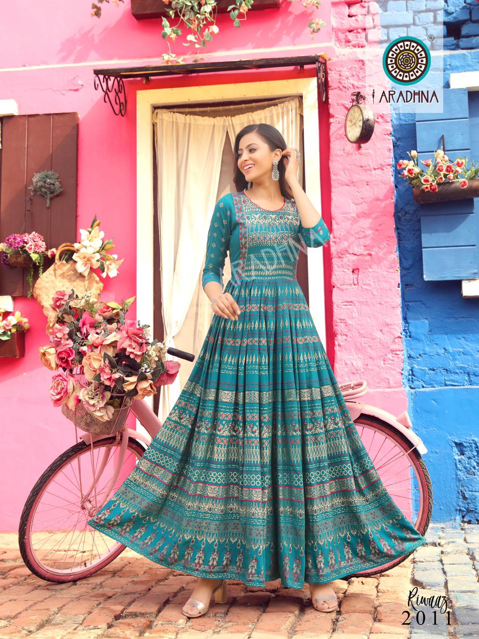 Aradhna Riwaaz 2 Fancy Festive  Wear Anarkali Rayon Printed Long Kurtis Collection