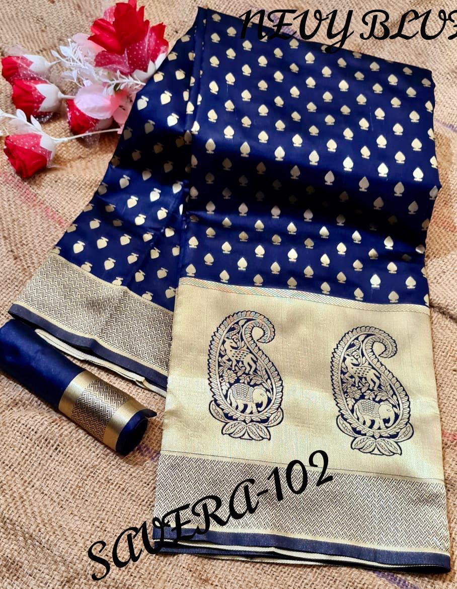 Savera 102 Latest Designer Festive Wear Lichi Silk Saree Collection 