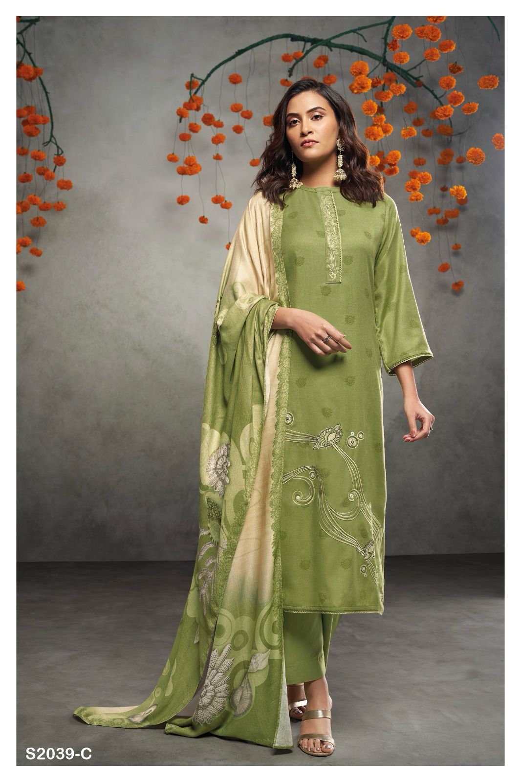 Dimity 2039 By Ganga Pashmina Printed Salwar Kameez Catalog