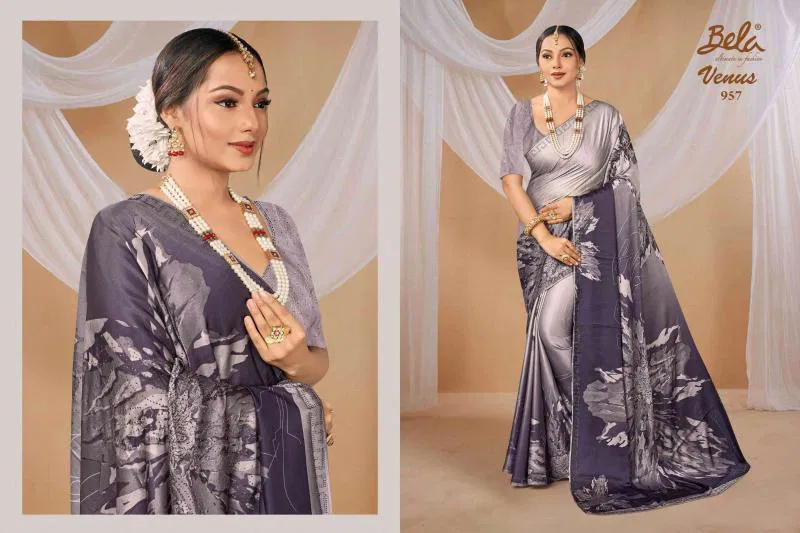 Venus By Bela Fashion Satin Print Saree Bulk Orders In India