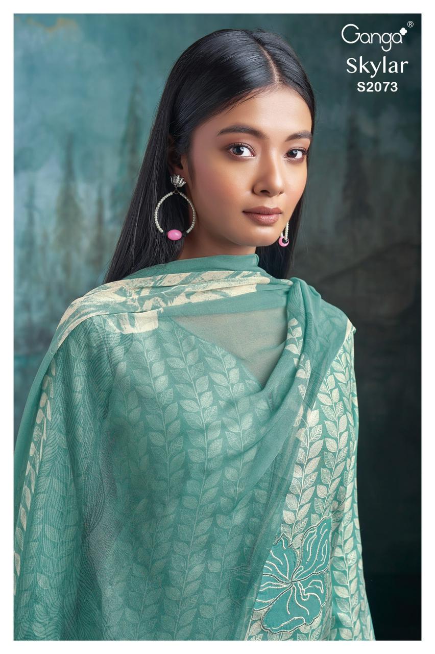 Skylar 2073 By Ganga Pashmina Kurti Bottom Dupatta Dress Material Catalog 