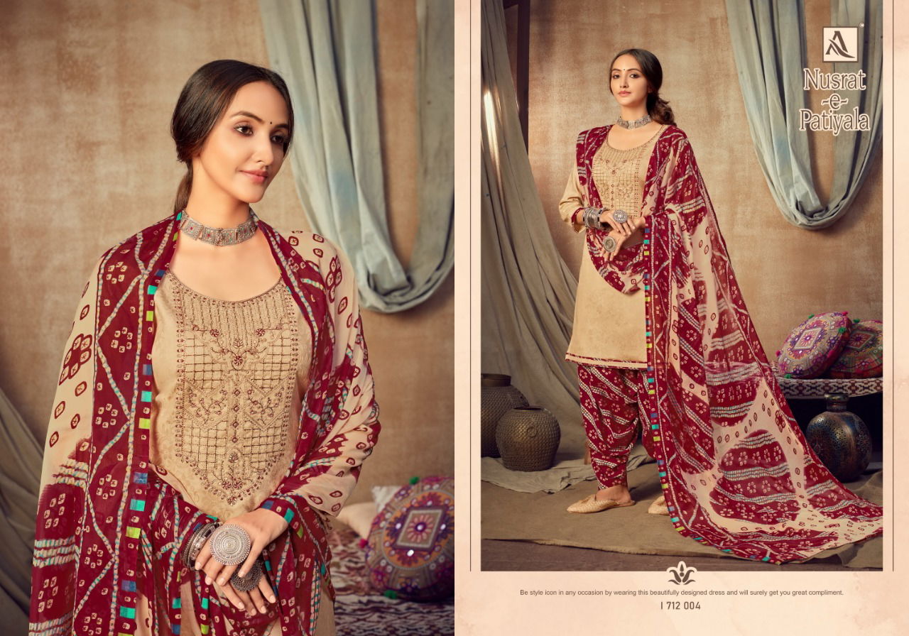 Alok Nusrat E Patiyala 7 Latest Fancy Designer Casual Wear Jam Cotton Keavy Punjabi Style Patiala Dress Material Collection
