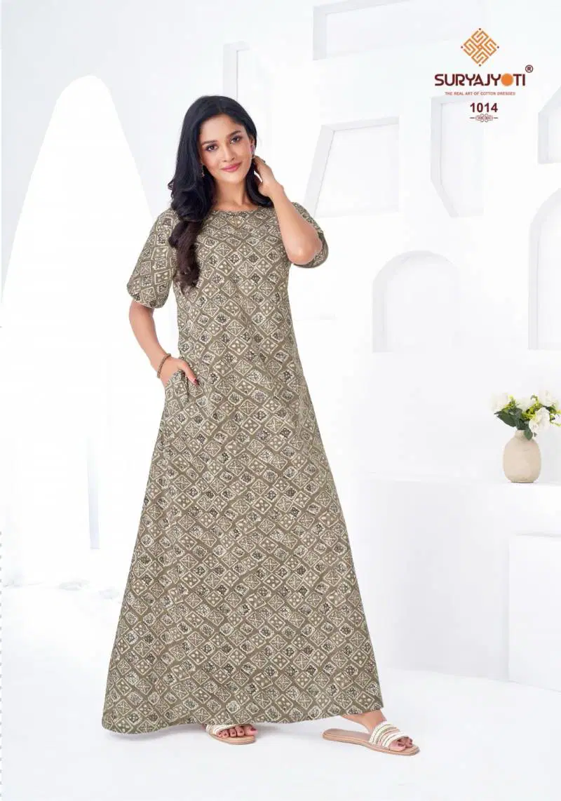 Pearl Vol 1 By Suryajyoti Cotton Printed Nighty Gown Wholesale Market In Surat