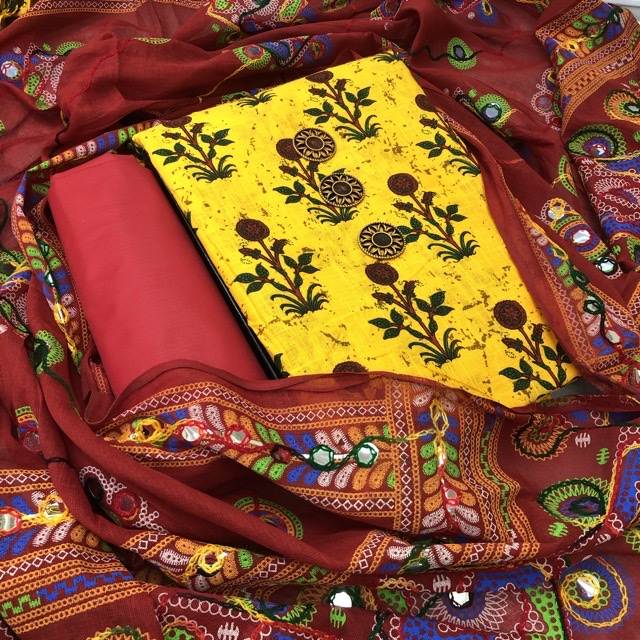 Heavy Designer Printed With Embroidered Dress Material