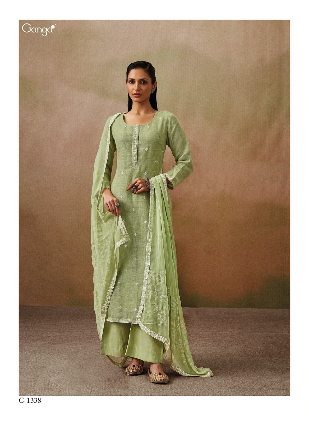 Roshni by Ganga Gogo Linen Embroidery Salwar Suit Wholesalers In India
