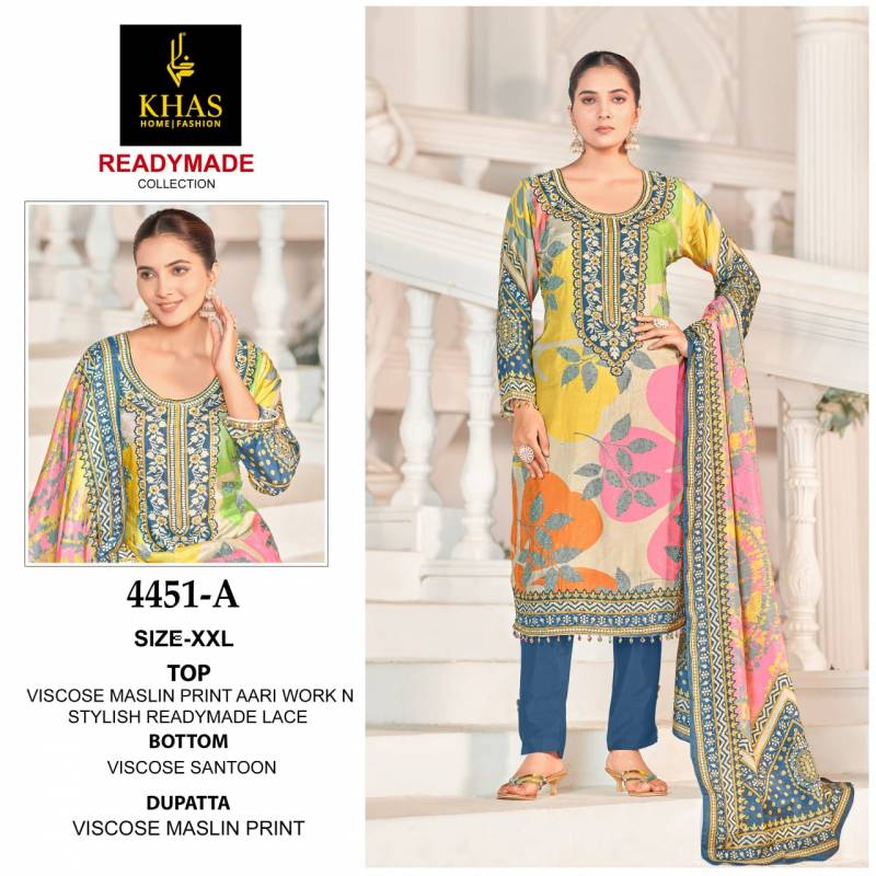Khas 4450 And 4451 Viscose Maslin Ready Made Pakistani Suits Wholesale Suppliers In Mumbai