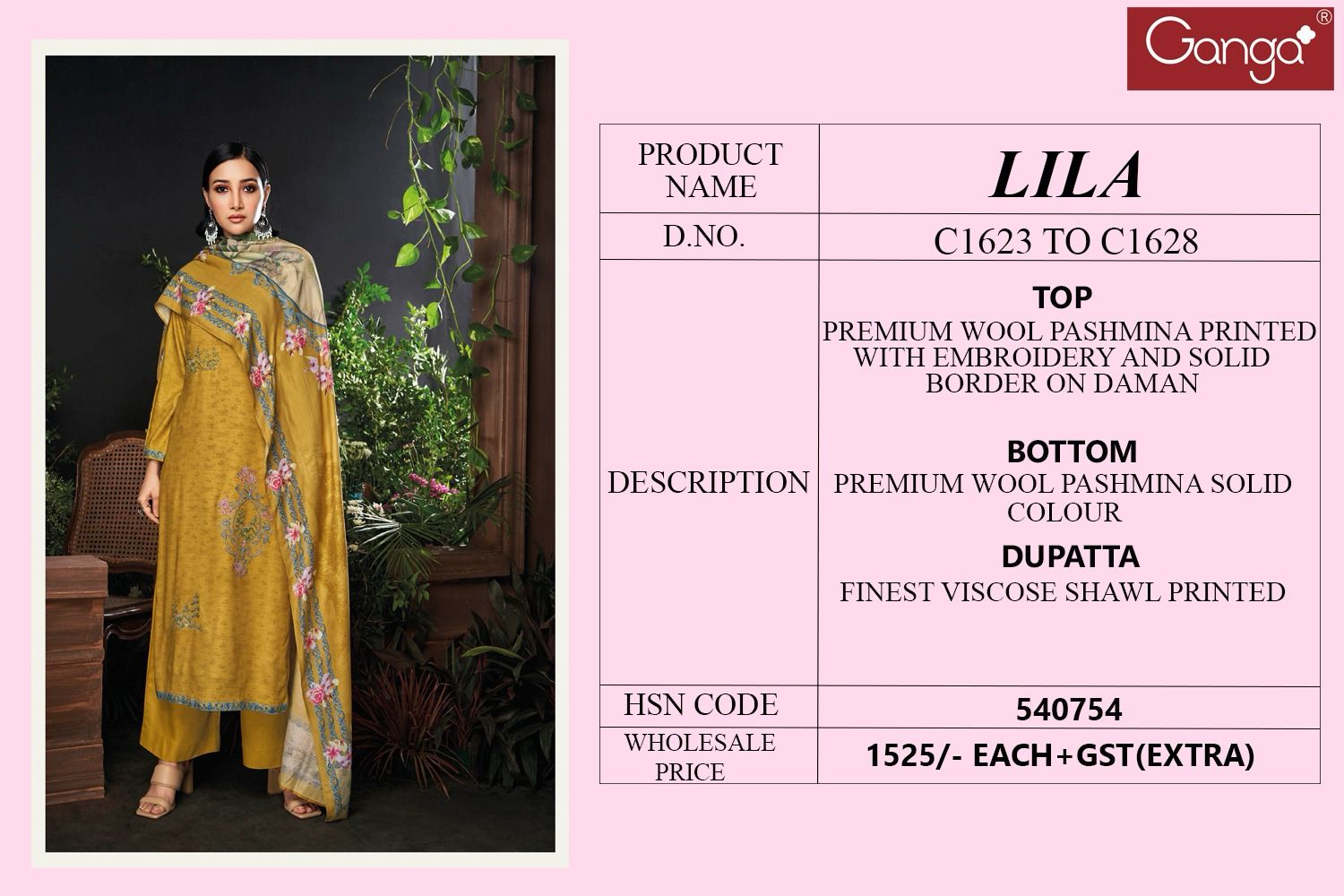 Lila By Ganga Printed Pashmina Dress Material Catalog