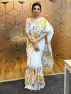 Scmg Glam Linen Floral Printed Linen Cotton Fancy Sarees Wholesale In India