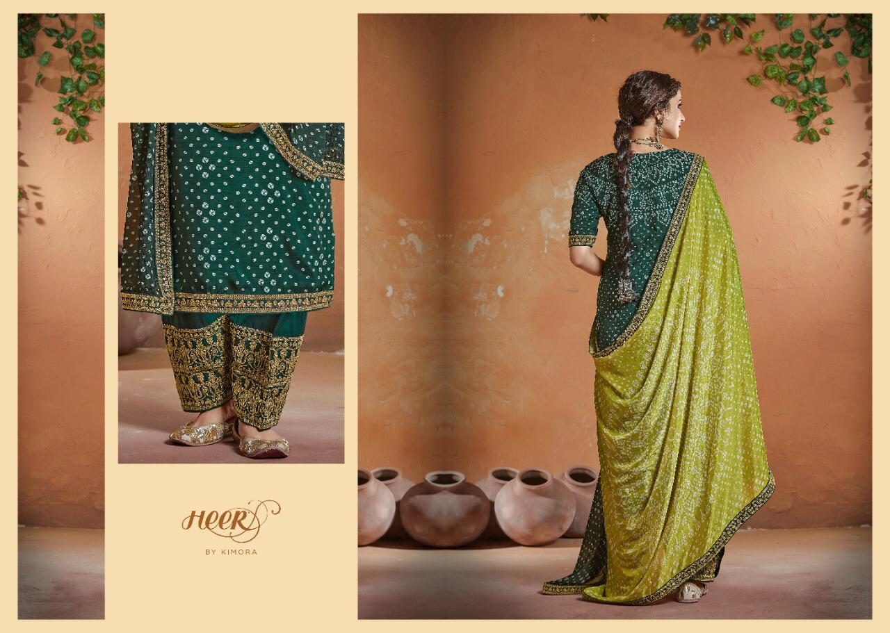 KIMORA BANDHANI Latest Fancy Festive Wear Pure Silk With Digital Print And Embroidery Work Top With Four Side Work Dupatta Salwar Suit Collection