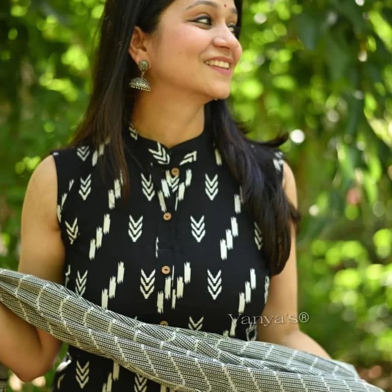 Virat Black Ikkat Print Kurti With Bottom Dupatta Catalog
