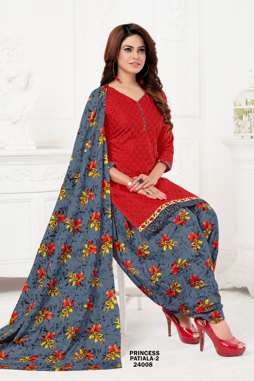 Princess Patiala 2 Printed Cotton Casual Wear Salwar Suit Ready Made Collection
