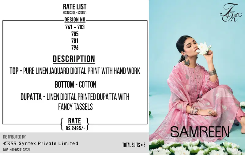 Samreen By T&M Linen Printed Dress Material Wholesale Shop In Surat