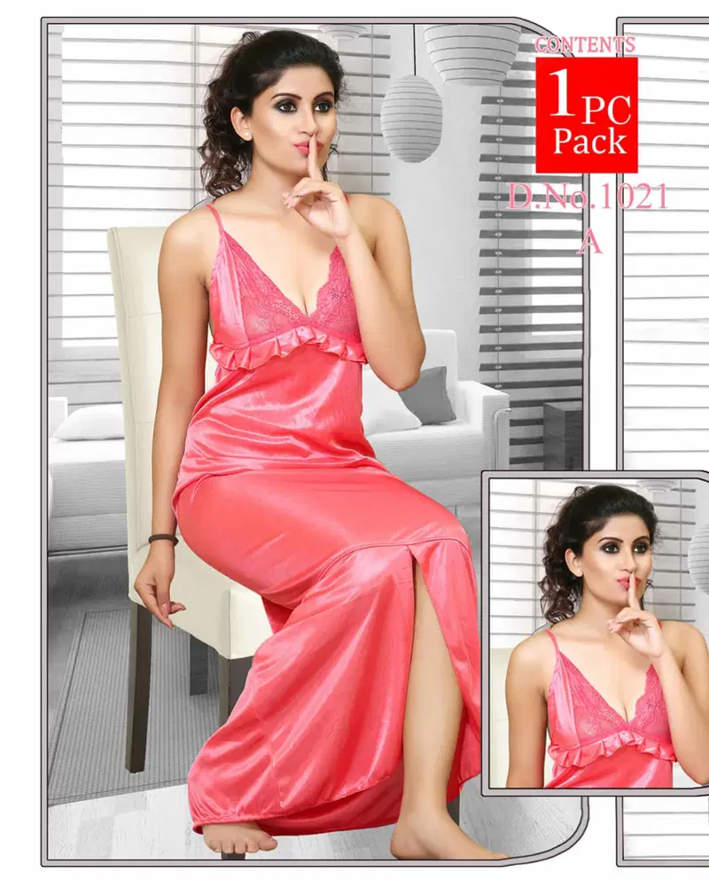 Satin Finesta 28 Satin Nighty Plain Western Latest comfortable Night Wear Collection
