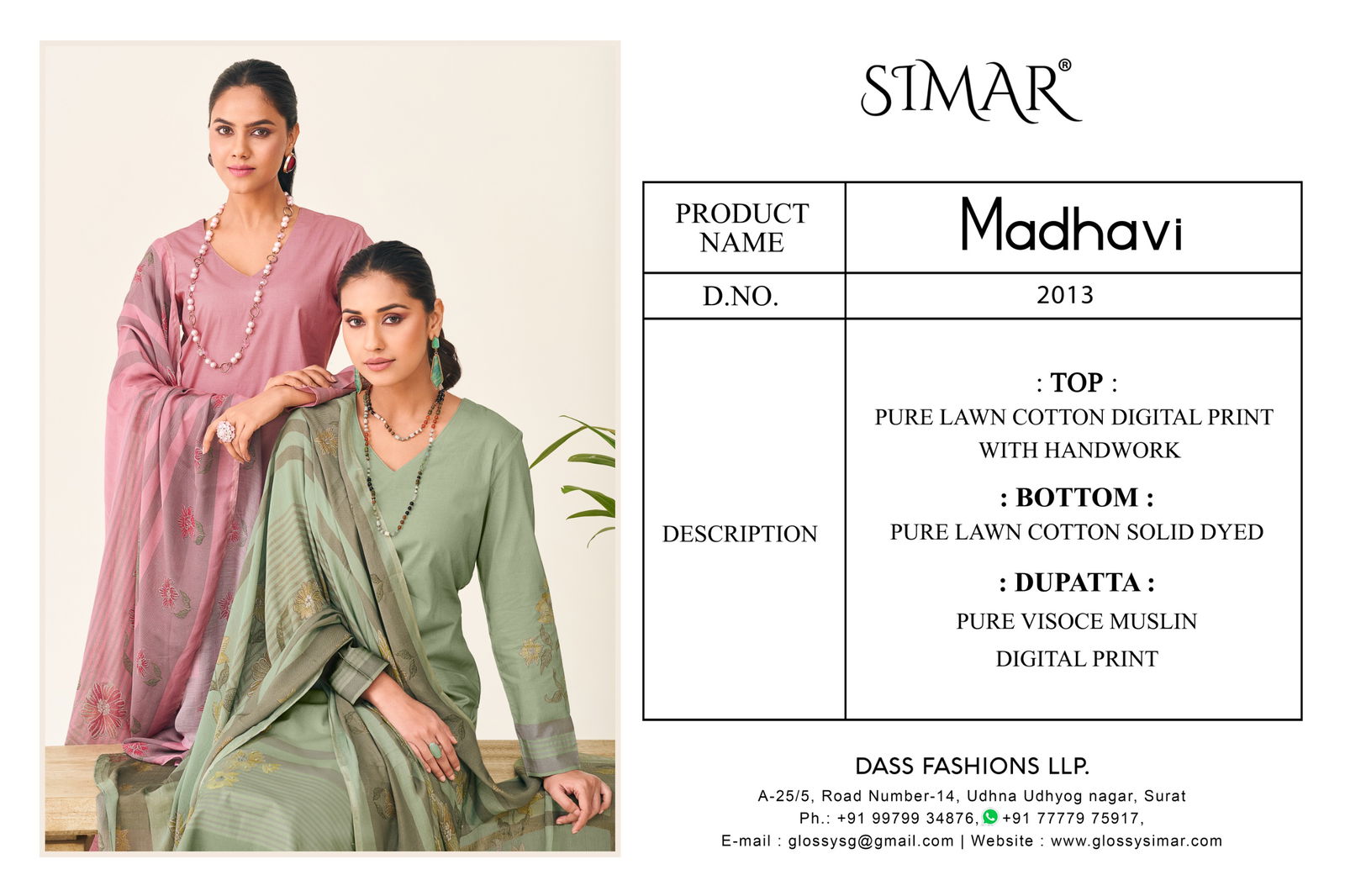 Madhavi By Glossy Lawn Cotton Printed Dress Material Wholesalers In Delhi