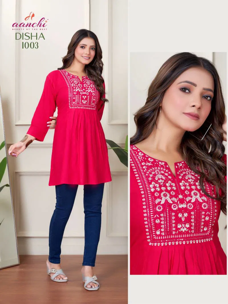 Disha By Aanchi Short Top 1 Rayon Embroidered Tops Suppliers In India