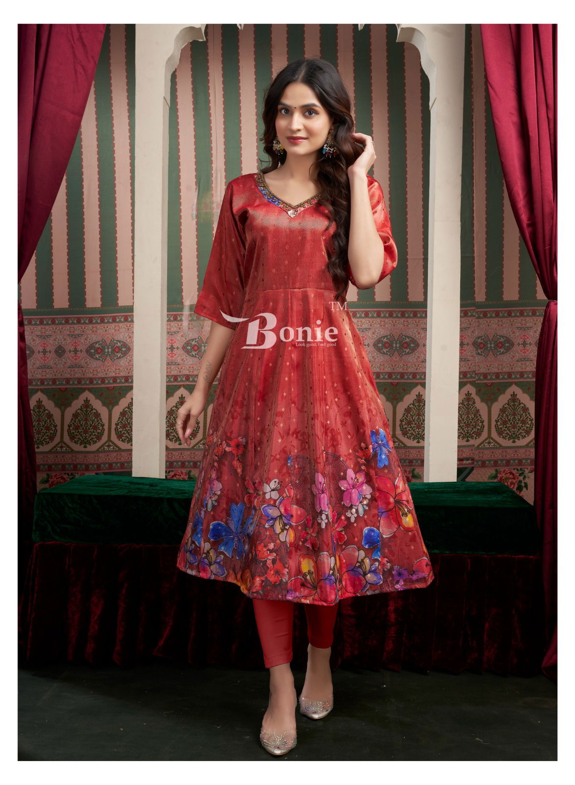 Brinda Vol 2 By Bonie Amazing Jacquard Printed Kurti Wholesalers In Delhi