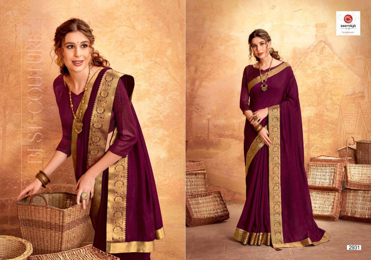 SEEMAYA ANURADHA Fancy Designer Festive Wear Vichitra Silk Fabric Work And Border With Fancy Blouse Collection