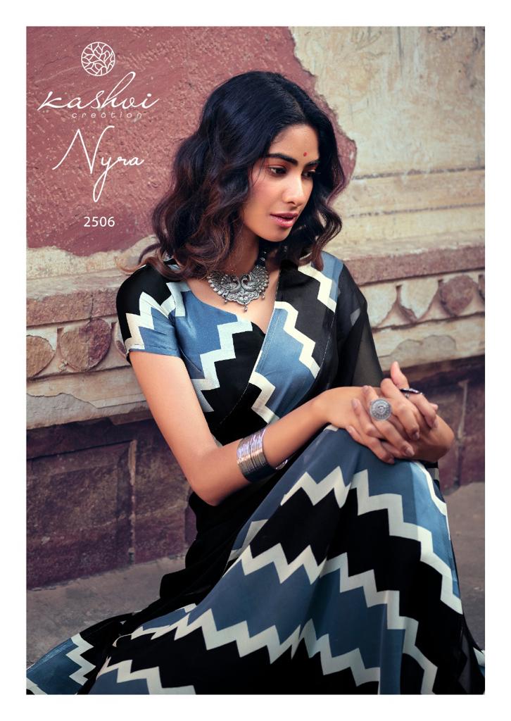 KASHVI NYRA Latest Fancy Festive Wear Weightless Satin Patta With Satin Blouse Saree Collection