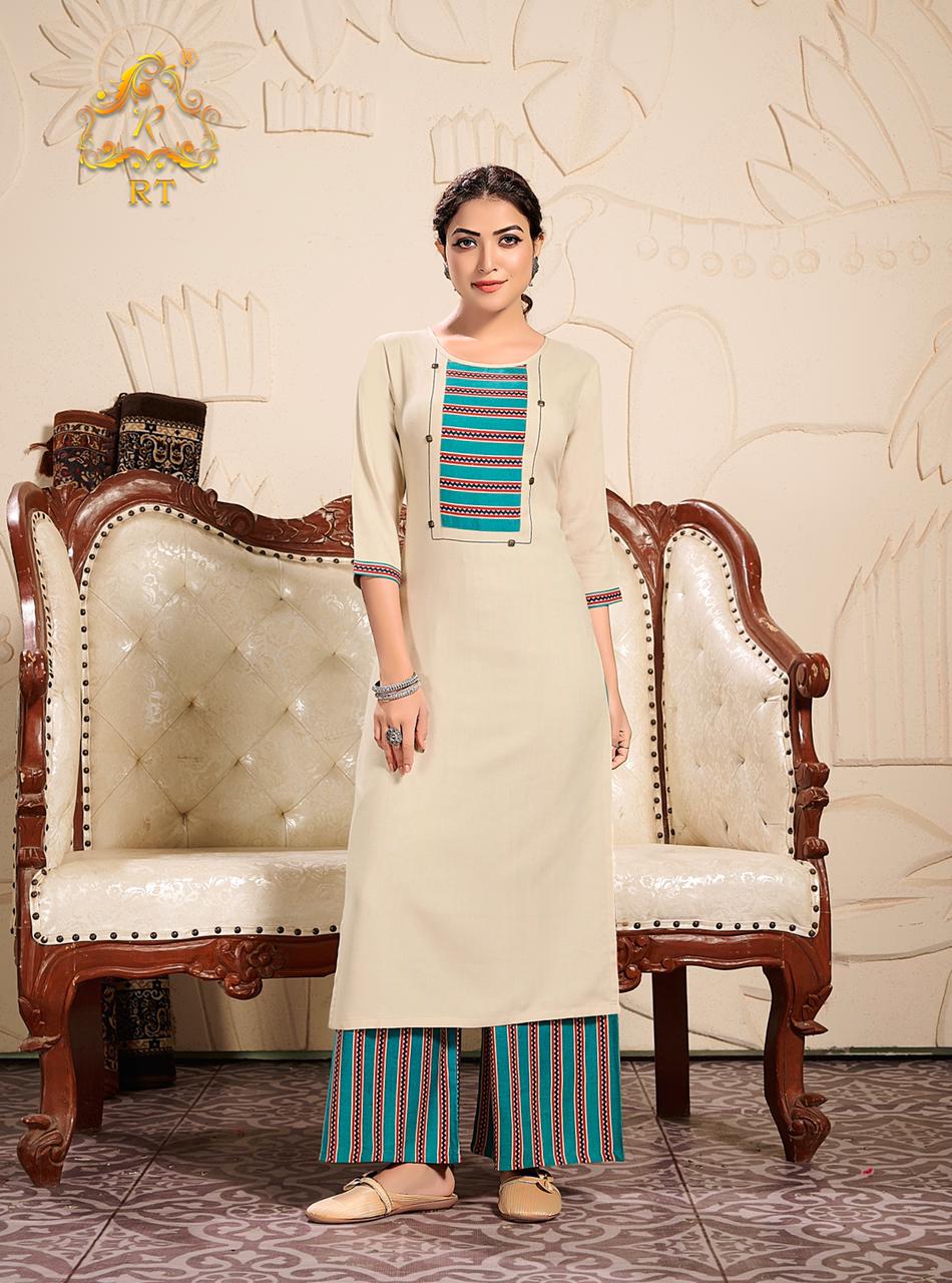 RT PALZZO QUEEN VOL-10 Latest fancy festive Wear Rayon Printed Heavy Kurti With plazzo Collection 