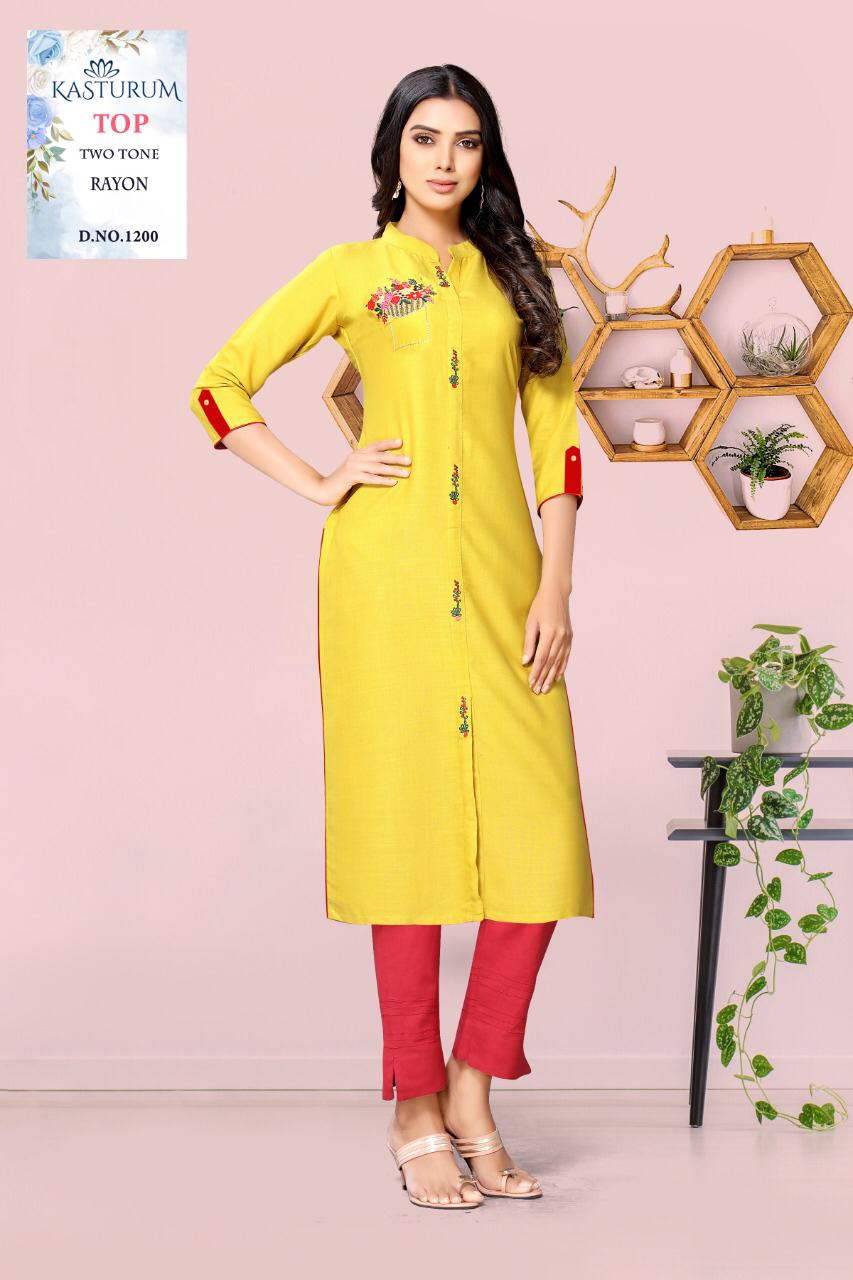 Sakhi 2 Rayon Latest Fancy Ethnic Wear Rayon Work Designer Kurtis Collection