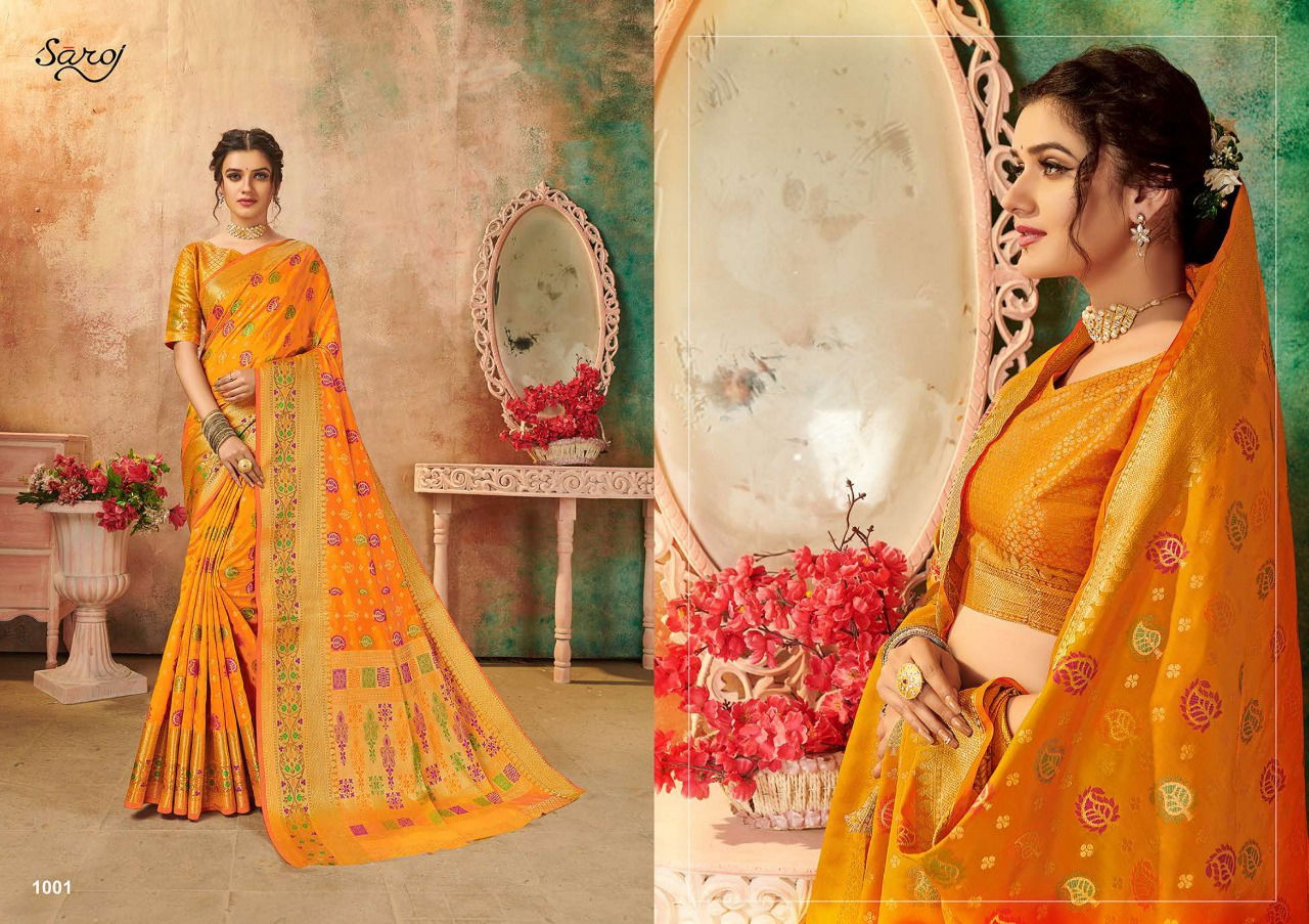 Saroj Monalisa Latest Designer Wedding Wear lichi silk with jacquard Sarees Collection
