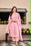KF 309 Kalaai Chinon Embroidery Kurti With Bottom Dupatta
