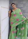 Sc Flora Leaf Linen Cotton Floral Printed Surat Fancy Saree Wholesale Market