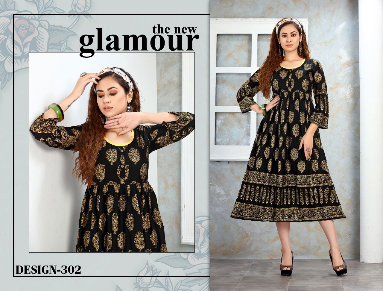 Trendy Nakshtra Ethnic Wear Rayon Printed Designer Anarkali Kurtis Collection
